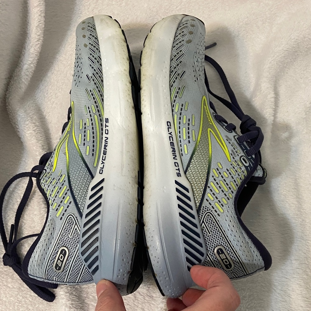 Brooks Men's Sneakers in Gray with Neon Yellow Accents - Picture 3 of 7